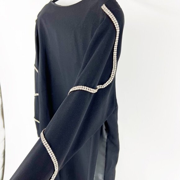 ✅ PIERRE BALMAIN Crystal Embellished BLACK Dress SIZE LARGE WEDDING FORMAL - Picture 3 of 8